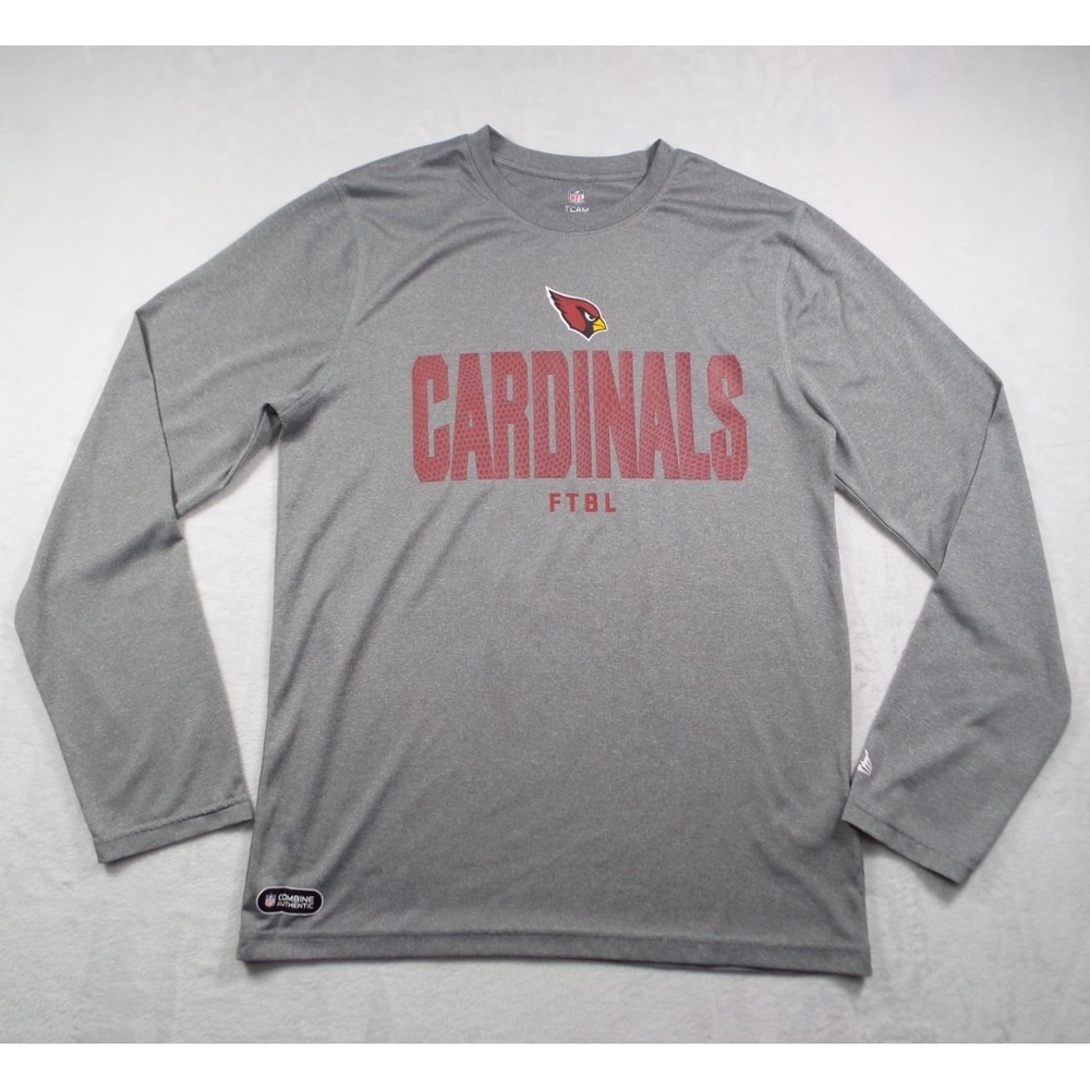 Arizona Cardinals Shirt Mens M Gray Combine Authentic Long Sleeve NFL New Era‎